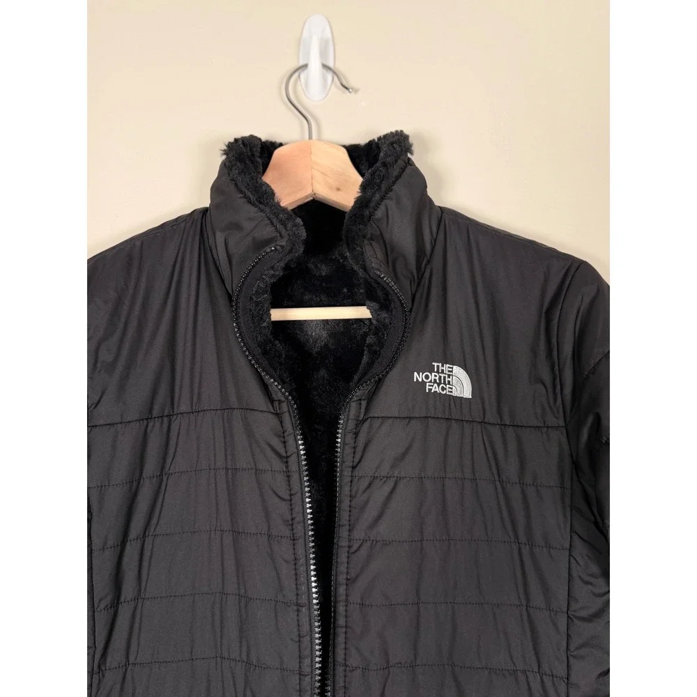 The North Face Girls Black Reversible Mossbud Swirl Jacket Size L 14/16 Puffer